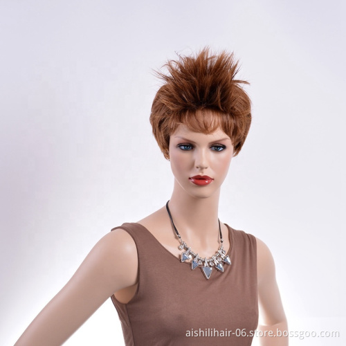 Aishili synthetic wigs hair light brown  short natural straight hair wigs wholesale synthetic fiber for women